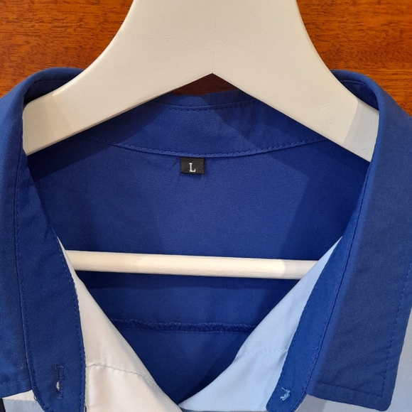 🧿HOST PICK🧿Colorblock Shirt Blouse Blue Size L - Picture 3 of 4